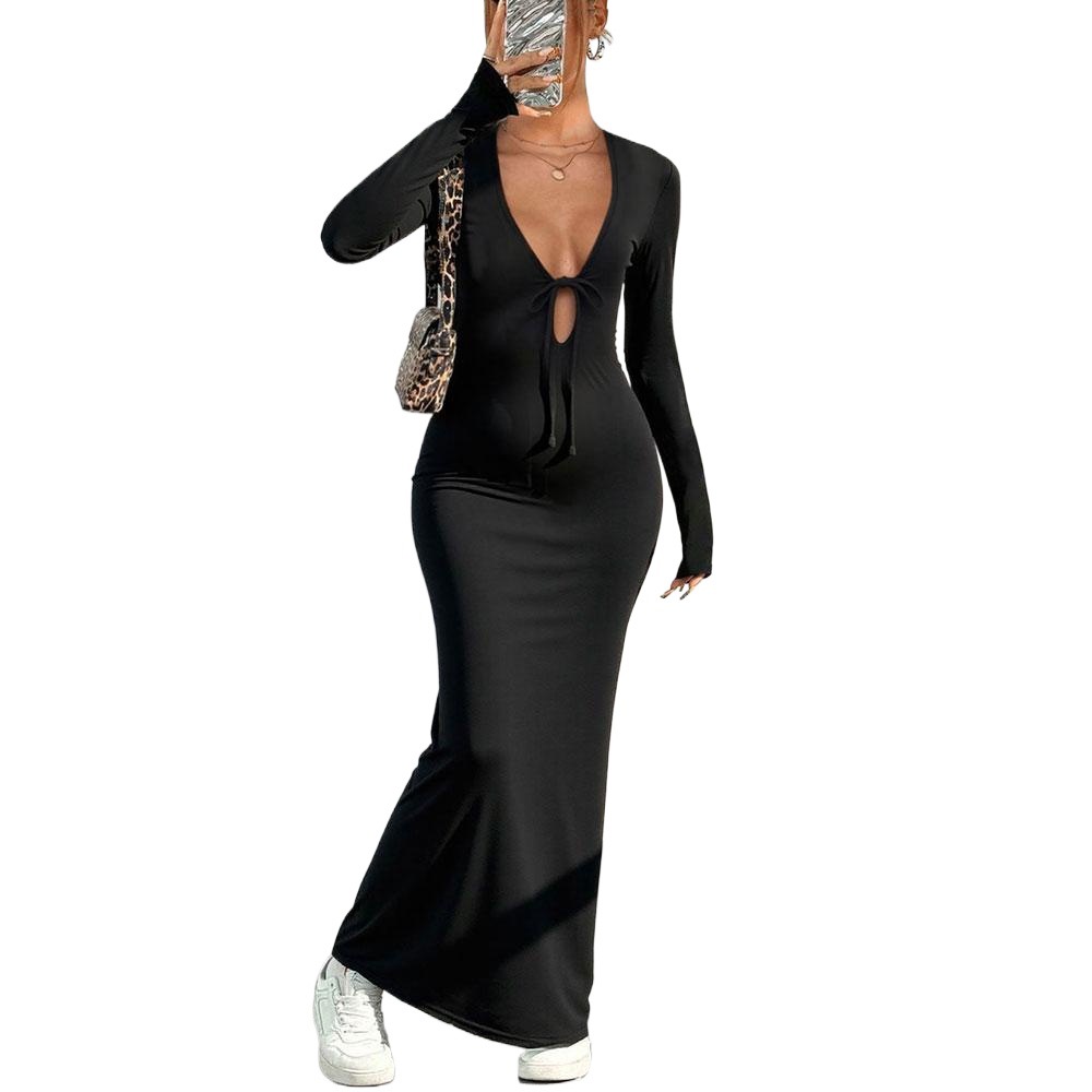 Women's Elegant V-Neck Maxi Party Dress