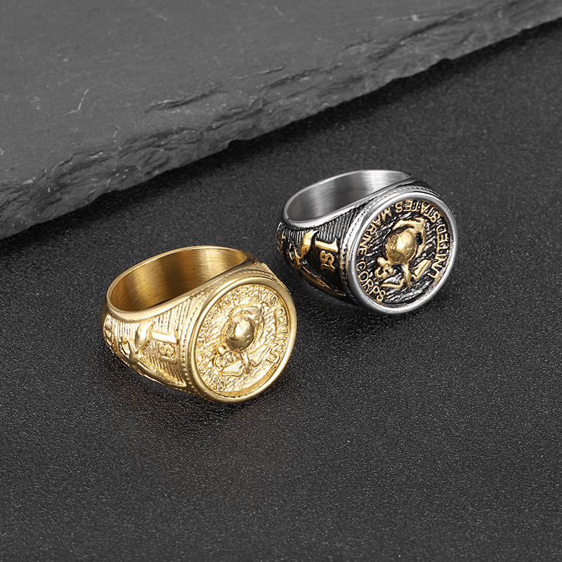 13, 7 Ring Size Personality Elegant Printing 304 Stainless Steel Plating Men's Rings Punk Rings