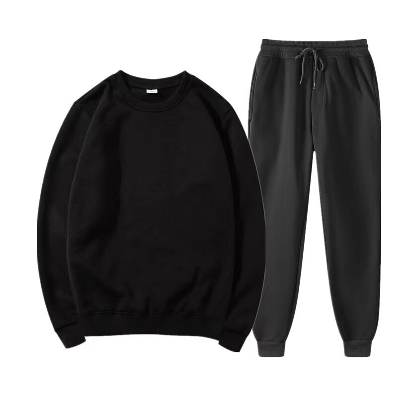 Foreign trade wholesale solid color autumn and winter fleece-lined thickened warm casual sweater trend pullover long sleeve round neck suit Foreign trade wholesale solid color autumn and winter fleece-lined thickened warm casual sweater trend pullover long sleeve round neck suit