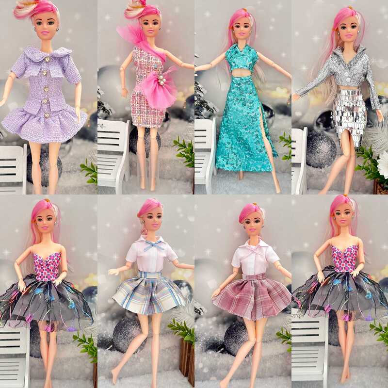 30cm 11inch Doll Outfit Barbie Style Socialite Little Chanel Style Outerwear Dress Doll Party Dress Dress-Up Toy