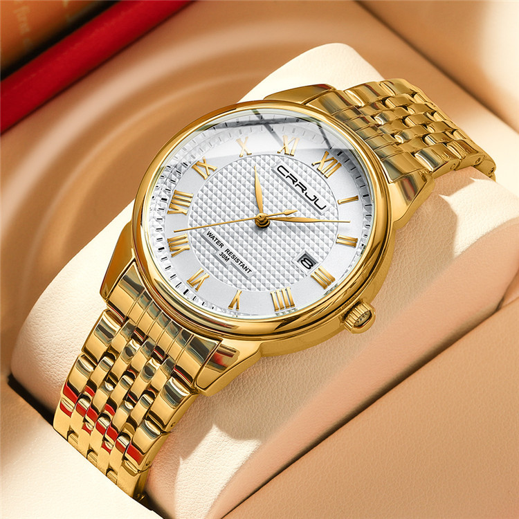 CRRJU/Kajun nuevo reloj 5010 Nueva Correa de Acero reloj de los hombres de comercio exterior de la venta caliente simple Calendario de moda image 1