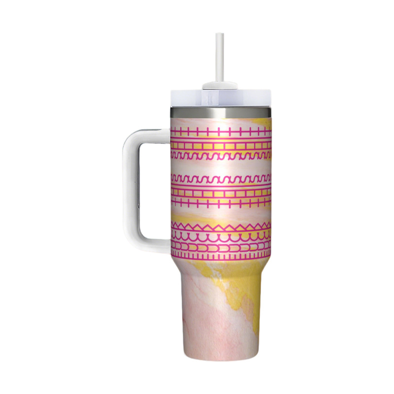 Inventario transfronterizo letras ocultas 40oz taza de automóvil mango de paja taza de aislamiento de frío Taza de aislamiento de hielo Big Mac Taza personalizada