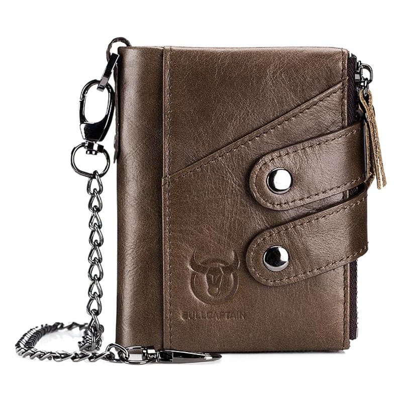 Captain Niu Leather Goods Rfid Wallet Men's Genuine Leather Retro Zipper 70% off First Layer Cowhide Leather Wallet Wallet Man