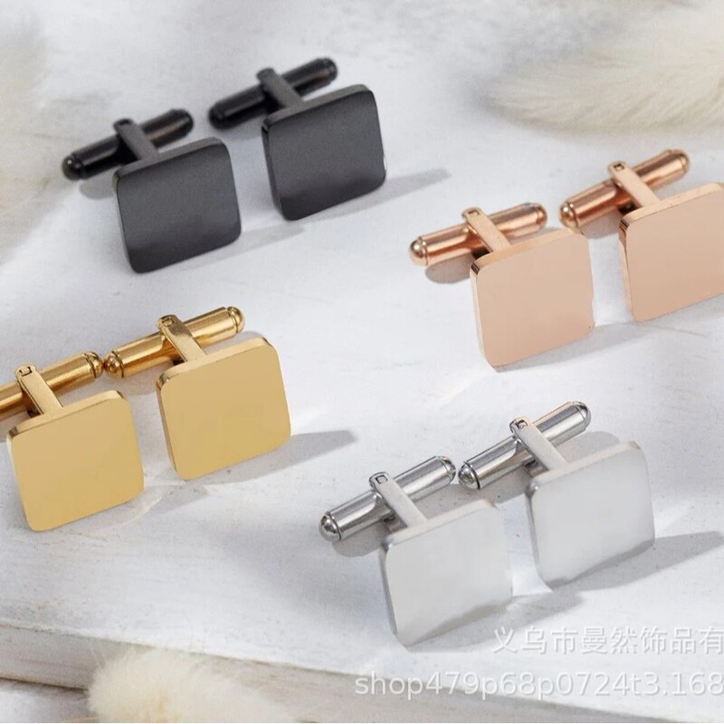 1 Pair of French Simple Shirt Cufflinks Glossy Rectangular Men's Stainless Steel High Fashion Cufflinks Round Cufflinks 1 Pair of French Simple Shirt Cufflinks Glossy Rectangular Men's Stainless Steel High Fashion Cufflinks Round Cufflinks