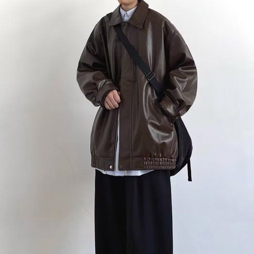 American Retro Leather Jacket for Men - Spring and Autumn Season - High-Grade, Cool, Trendy, Casual Loose PU Collar Jacket