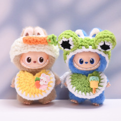 仅衣服】四代搪胶挂 LABUBU4.0迷你拉布布娃衣毛线发带肚兜着替