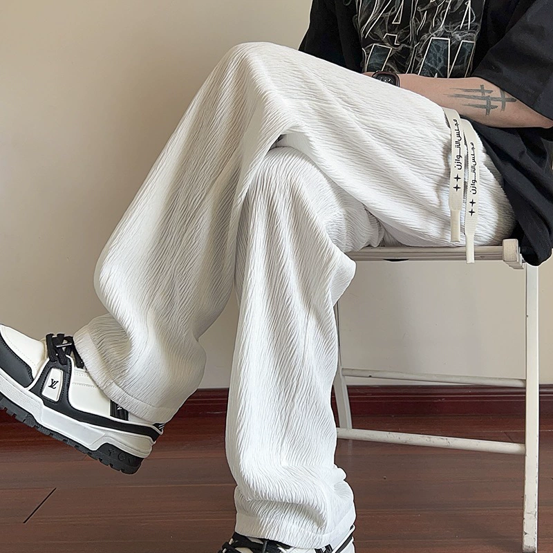 (Кросс-бордерная торговля), silk fashionable trend trousers, (Physicals), Korean style, loose straight fit