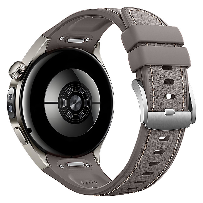适用华为watch5按压式表带 官方同款皮质硅胶复合HW watch5手表带|undefined