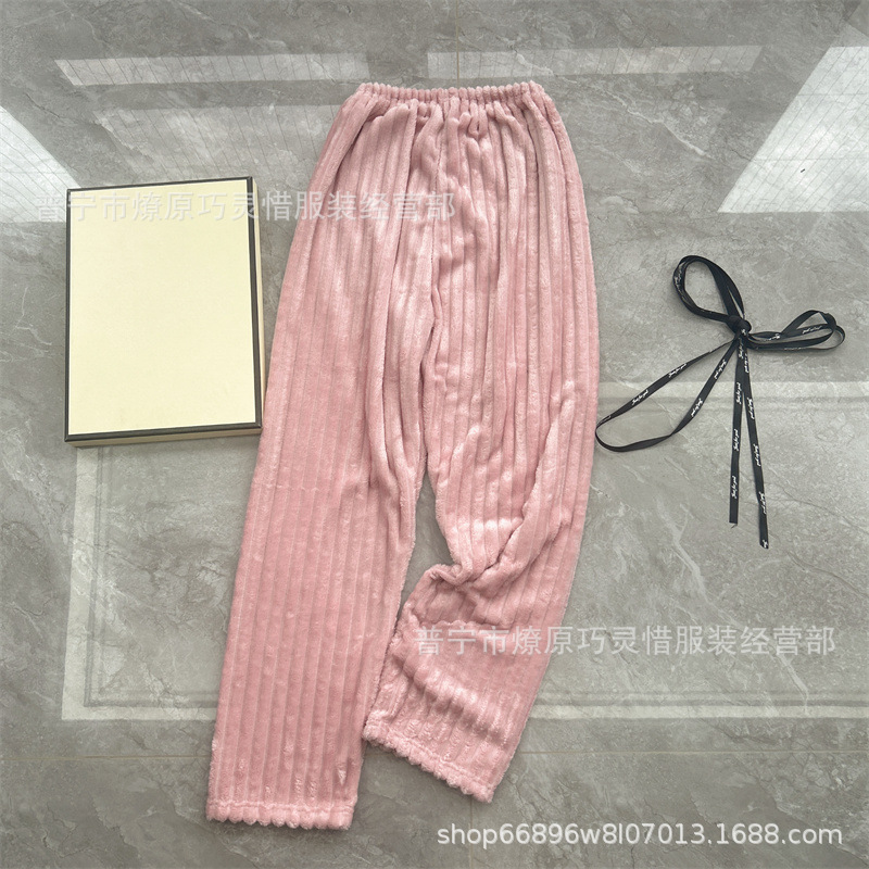 Pantalones de pijama de franela de coral de dibujos animados, pantalones de pijama de hombre, pantalones de invierno de otoño de mujer, pantalones caseros