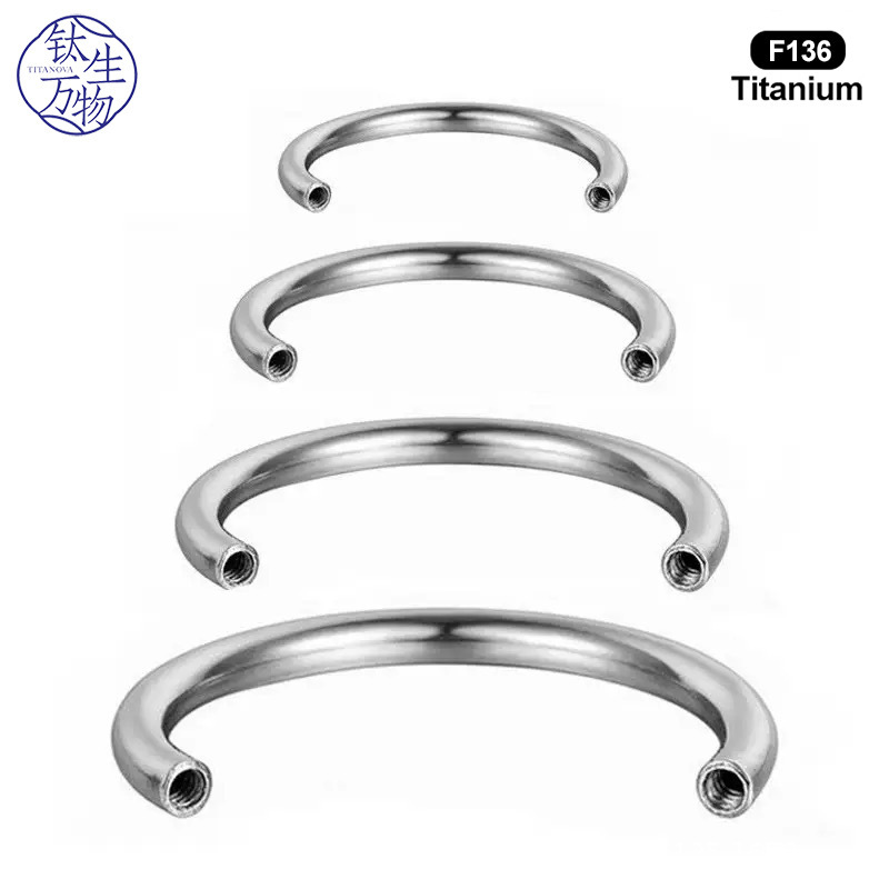 Cross-Border F136 Titanium Alloy Inner Tooth U-Shaped C-Shaped Rod Horseshoe Rod Personalized Nose Ring Replacement Rod Piercing Jewelry Accessories