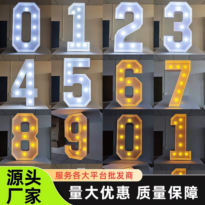 Cross-Border Large Digital Kt Board Birthday Backdrop Halloween World Cup Themed Decoration Glowing Lights Digital Lights