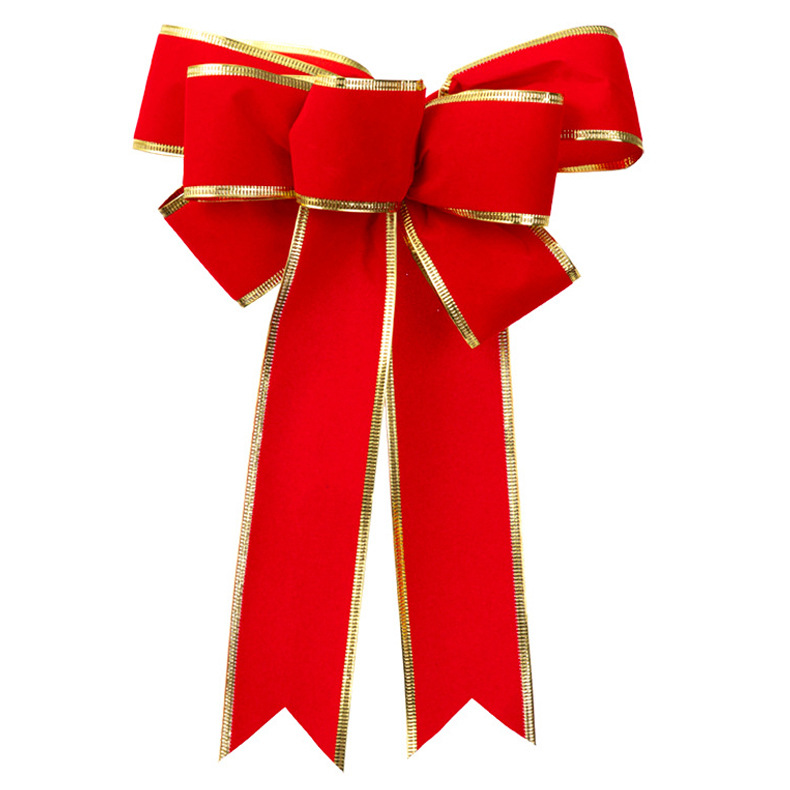 Arco rojo transfronterizo diseño de sitio de navideña colgante arco de cinta hecha a mano arco de cabeza larga