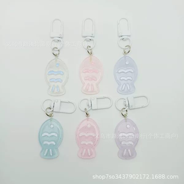 Transparent carp keychain pendant DIY student backpack stationery box bead decoration bag accessory gift for friends