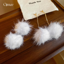 银针秋冬毛球流苏耳环气质时尚百搭耳坠小众复古高级感耳饰批发女