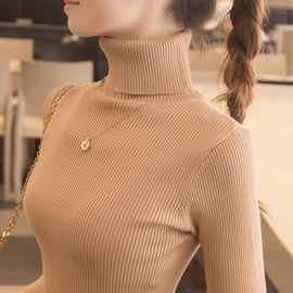 高领打底衫女秋冬新款内搭长袖修身紧身洋气加厚黑色毛衣针织上衣