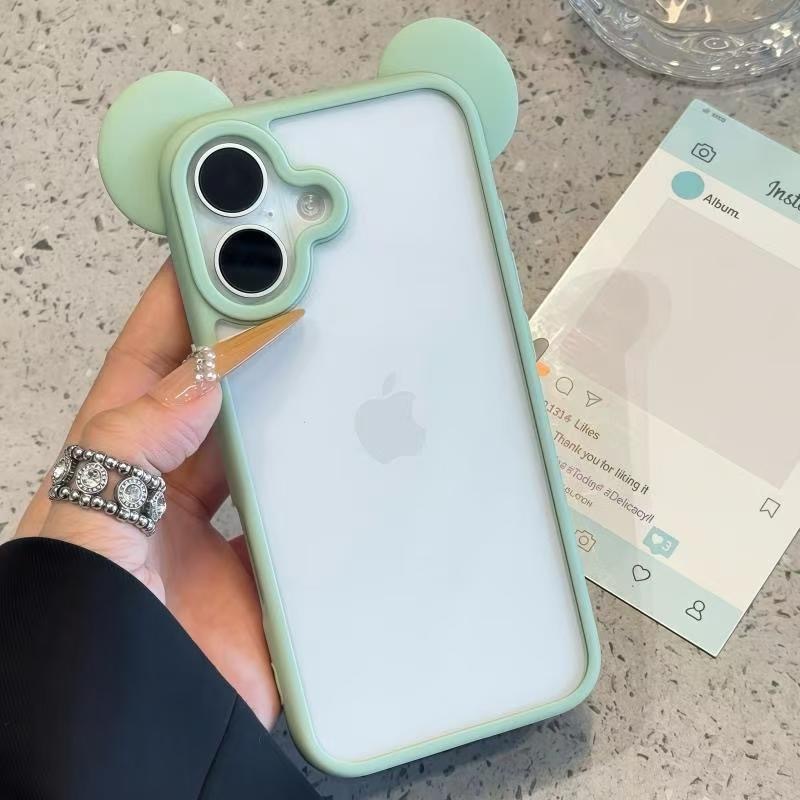 米奇耳朵适用iPhone16promax手机壳苹果15pro可爱14马卡龙13透明|undefined
