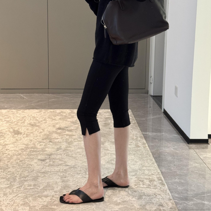 Capripants High Elasticity Slimming Fashionable Women's Spring/Summer Side-Slit Black Capri Pants Capripants High Elasticity Slimming Fashionable Women's Spring/Summer Side-Slit Black Capri Pants
