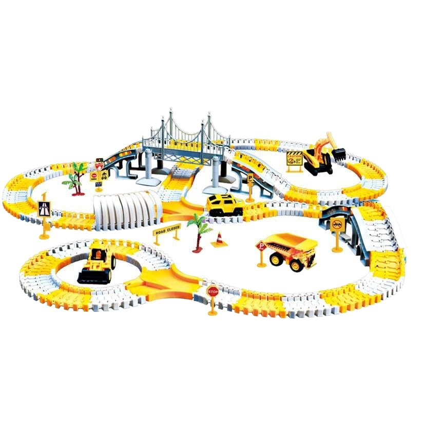 Cross-border children's electric rail car toy electric engineering vehicle changeable diy assembled track boy educational toy