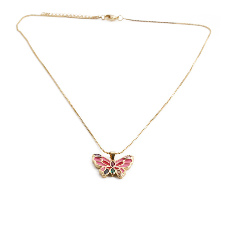 Collier Pendentif Papillon Multicolore À La Mode Dégoulinant D&#39;huile Bijoux En Gros Nihaojewelry display picture 1