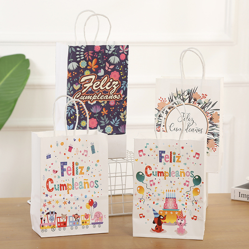 跨境庆祝随手礼品袋 礼物包装袋牛皮纸袋手提袋 派对牛皮纸袋批发
