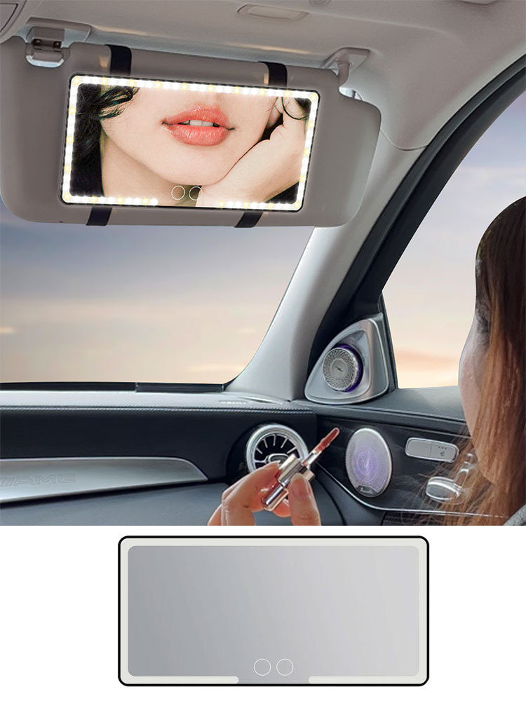 Cross-border Popular Car Sun Visor Mirror Three-color LED Makeup Mirror High-definition Ultra-thin Beauty Mirror Touch-up Three-speed Dimming