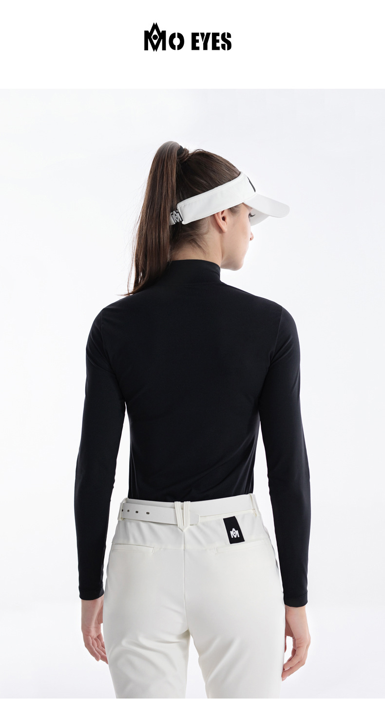 Áo thun dài tay nữ golf cổ tròn khóa kéo vô hình sau lưng — M23YF020-Áo màu trắng, M23YF022-Áo mặc trong màu đen, M23YF022-Áo mặc trong màu trắng, M23YF020-Áo màu đen chi tiết 26