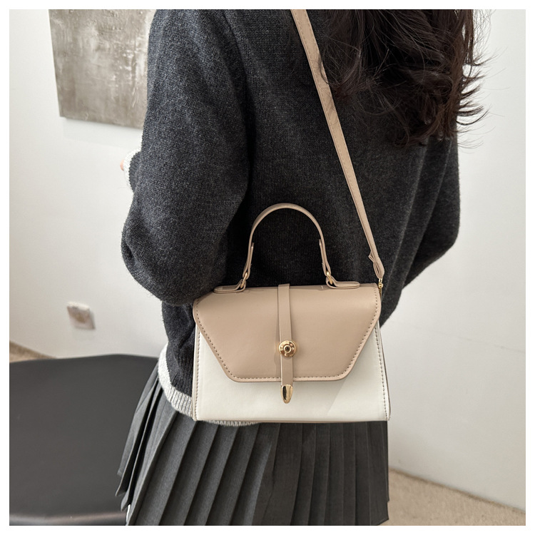 Women's Small Pu Leather Color Block Classic Style Square Magnetic Buckle Crossbody bag BAX display picture 10