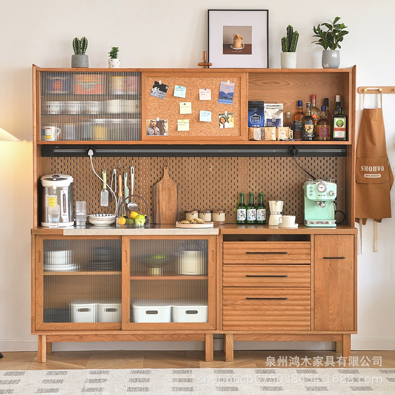 Японский буфет из цельного дерева для дома, гостиной, шкаф для хранения из вишневого дерева, скандинавский ресторан, доска с отверстиями, чайный шкаф, изготовление на заказ