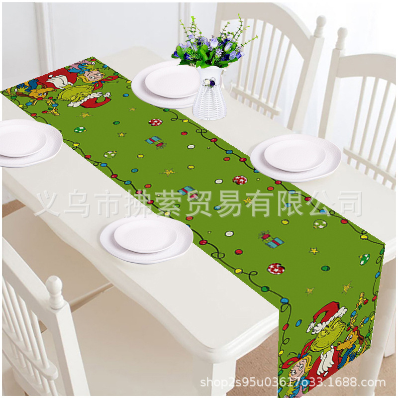 亚马逊2025年新款 圣诞节桌旗 圣诞麻布桌旗餐桌装饰亚麻布|undefined