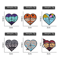 Personalized Design Heart-Shaped Pin, Personalized Spider/Orange Pumpkin Cartoon Halloween Series Punk Style Badges and Accessories