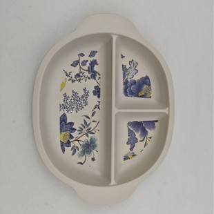 Cross-Border Export Customized Environmentally Friendly and Biodegradable Bamboo Fiber Children's Divided Plate Tableware, Melamine Divided Plate