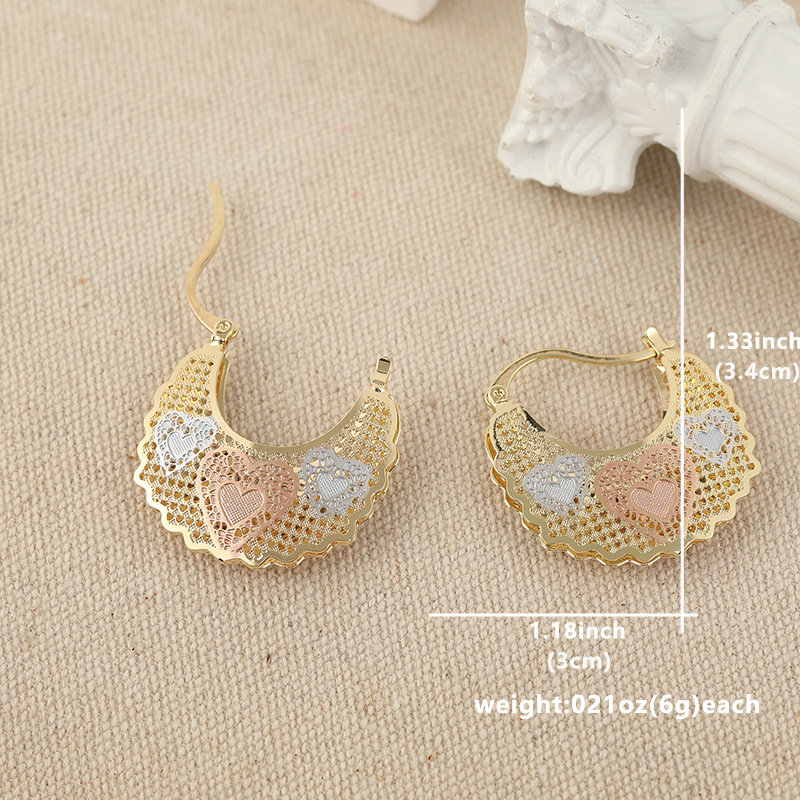 Chenyue Cross-Border Earrings European and American Geometric Hollow Copper Earrings Factory Direct Sales