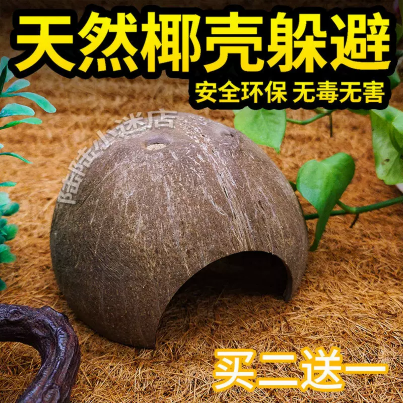 椰壳躲避守宫蜥蜴蜘蛛蛇蝎子仓鼠蜈蚣躲避洞爬虫箱椰子壳洞穴