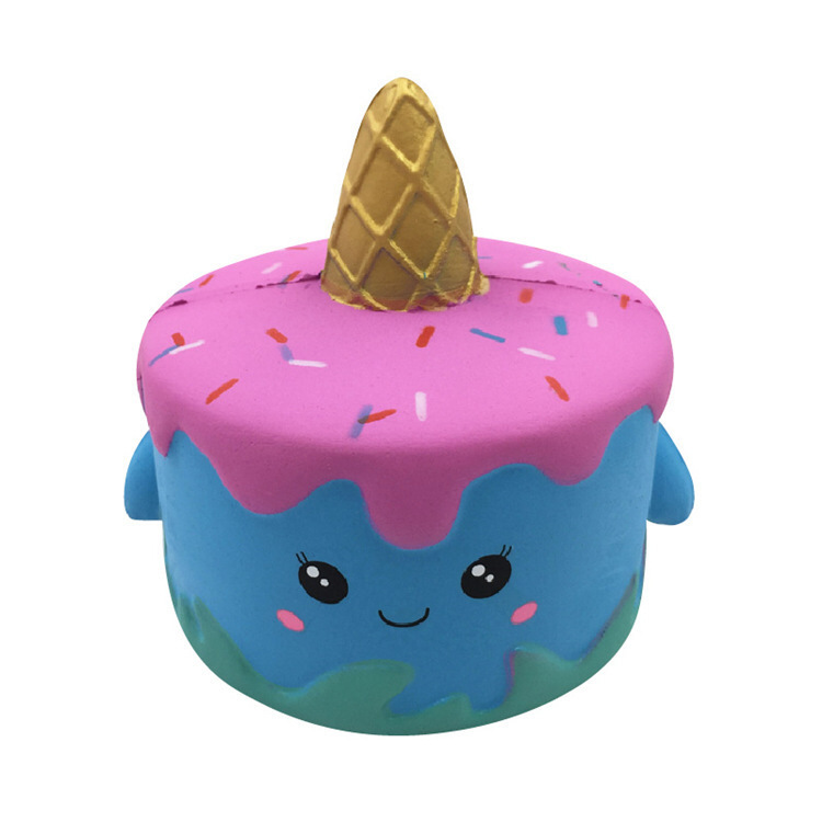 Squishy alimento simulado crema pastel de fresa comer jugar DIY húmedo suave rebote lento niños juguetes caseros pequeños