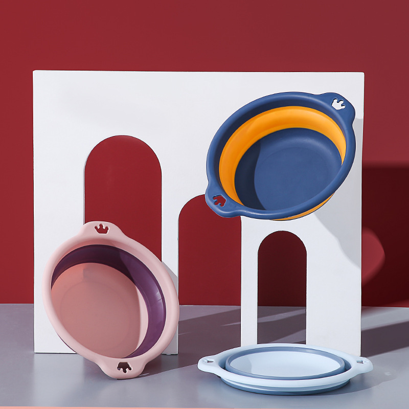 [Clearance Special Offer] Folding Washbasin Rack Children's Washbasin Cartoon Camouflage Telescopic Home Student Dormitory Travel