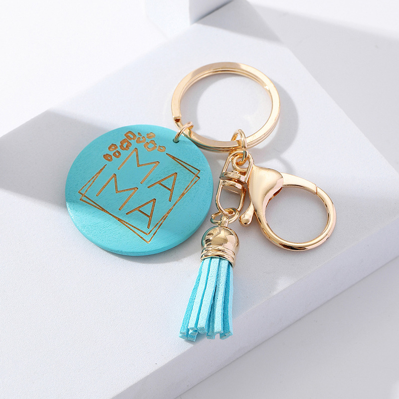 Sucré Rond Lettre Gland Bois Unisexe Pendentif De Sac Porte-clés display picture 1