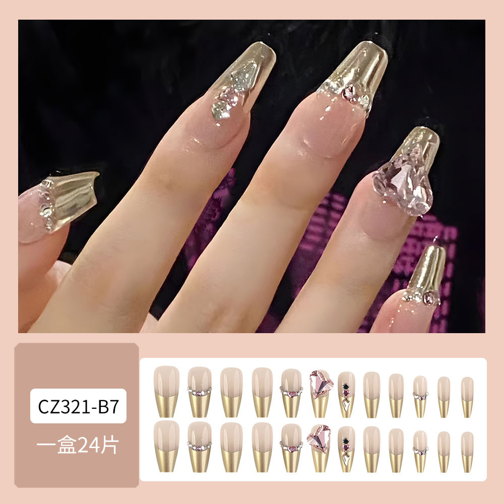 Nuevo parche de uñas falso parche de uñas desmontable mariposa perla diamante incrustado largo desgaste parche de uñas al por mayor ins