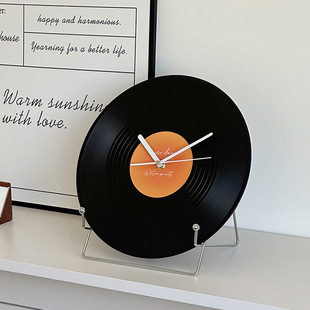 Retro Vinyl Record Clock Creative Wall Clock Living Room Office Desk Desktop Ornaments Wine Cabinet Tv Wall Decoration