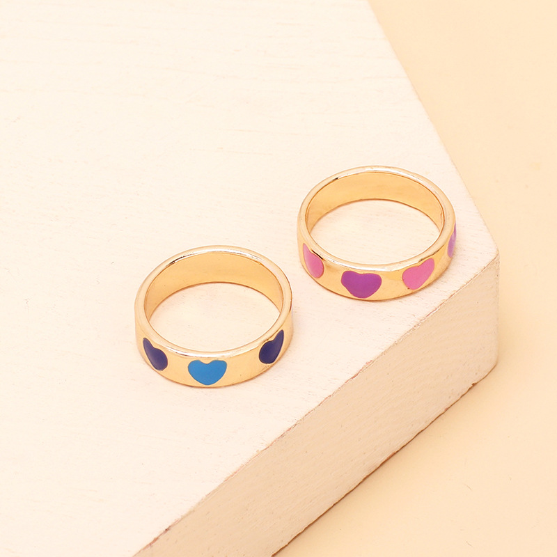 4g Weight Women'S Gender Fashion Style Purple, Blue Color One Size Size Wholesale Jewelry Simple Heart Drop Oil Alloy Ring Nihaojewelry 4