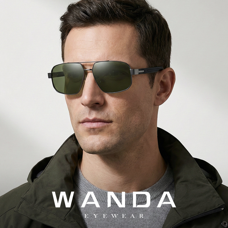 Nuevas gafas de sol polarizadas S15107 Gafas de sol de hombre con marco de doble viga de metal de moda Gafas de sol de protección solar para exteriores