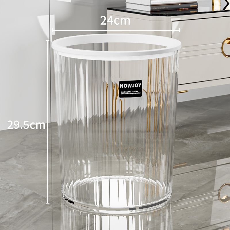 Bote de basura redondo transparente sala de estar cocina baño clasificación de inodoro cubo de almacenamiento grande cubo de anillo de presión sin tapa para el hogar