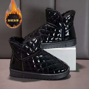 Children's Snow Boots 2025 Autumn and Winter New Leather Snow Boots for Boys and Girls, Non-Slip Waterproof Soft Short Boots, Cotton Boots