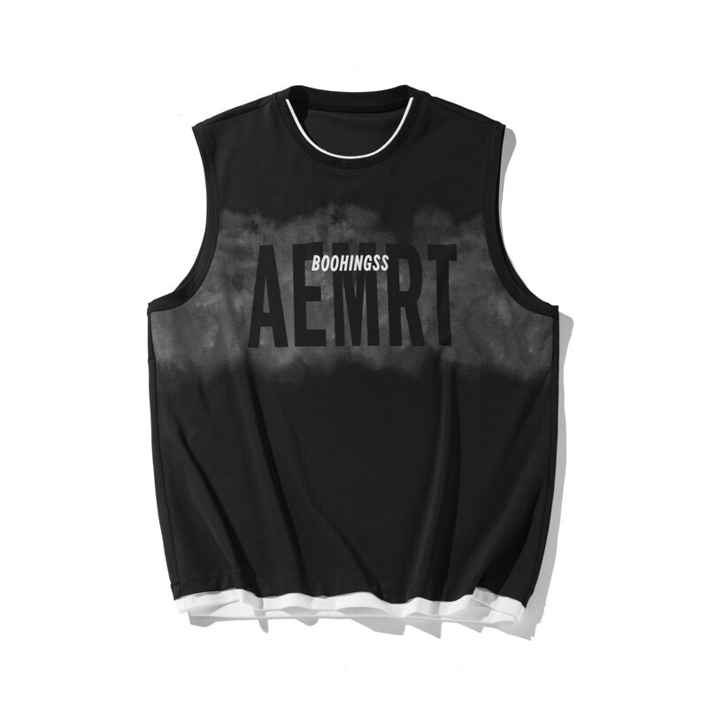Sportliches Set aus Eisseidenweste für Herren im Sommer, trendige Basketballweste im amerikanischen Stil, T-Shirt und lässige Shorts_voghion.com