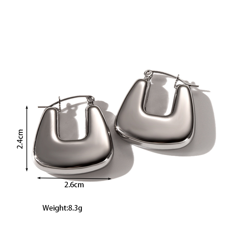 8g Weight 304 Stainless Steel Ear Needle Material Hoop Earrings, Ear Studs Classification 1 Pair Quantity Holiday, Outdoor, Daily Occasion 304 Stainless Steel Material C Shape, Round, Solid Color Pattern Women's Gender Plating Design Basic, Retro, Classic Style Style 1 Pair Basic Retro Classic Style C Shape Round Solid Color Plating 304 Stainless Steel Hoop Earrings Ear Studs 11