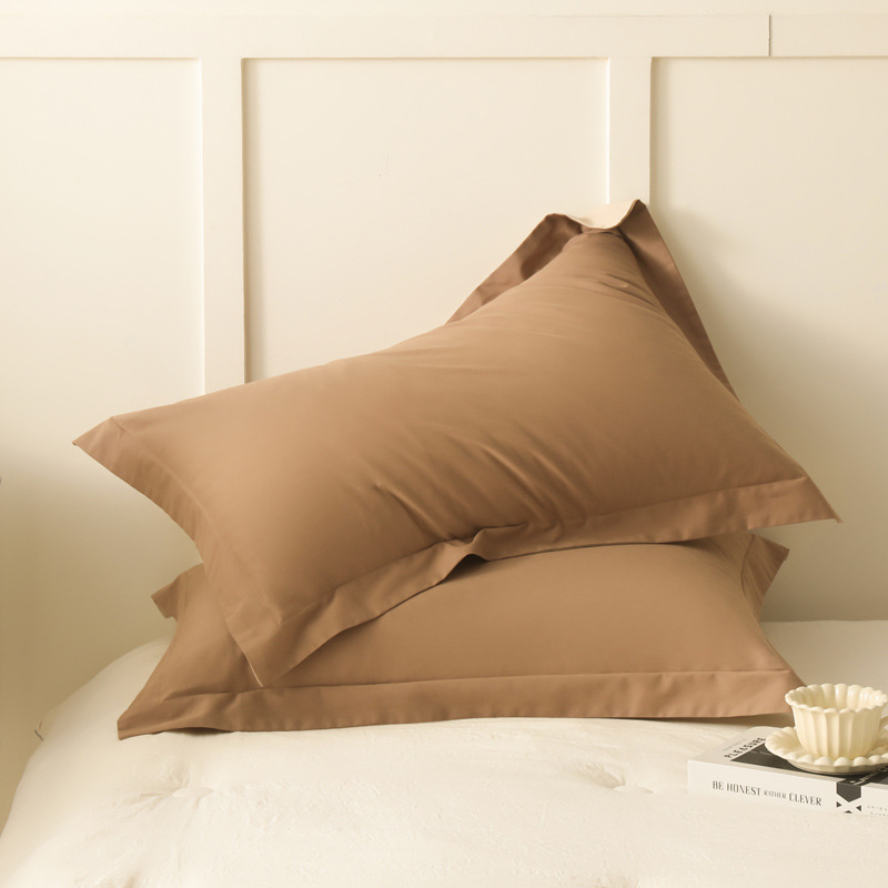A clase 100S de color sólido algodón molido una sola funda de almohada de algodón de otoño y invierno doble funda de almohada gruesa funda de almohada