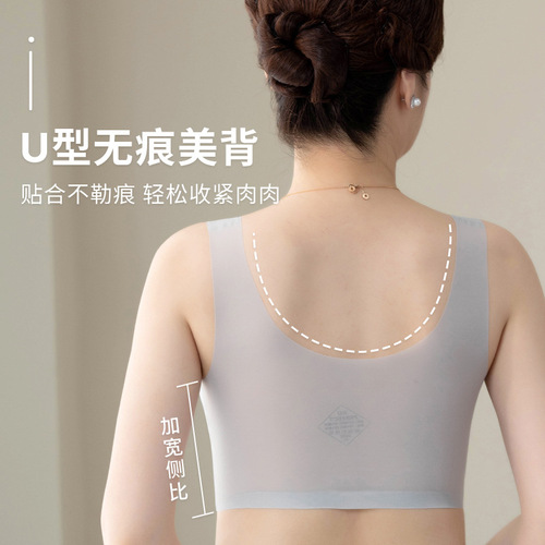 Summer Fat Mom Bra for Women Large Cup Ultra Thin Invisible Holes Cup Bra Backless Bandage Bra without Underwire for Middle-Aged Women