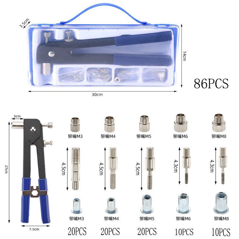 Производитель поставляет набор ручных гайковертов, набор ручных заклепочных пистолетов с многозадачным штоком, ручной заклепочный пистолет.