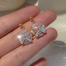 S925银针韩国气质设计高级感耳坠女几何镶钻个性轻奢冷淡风耳饰女