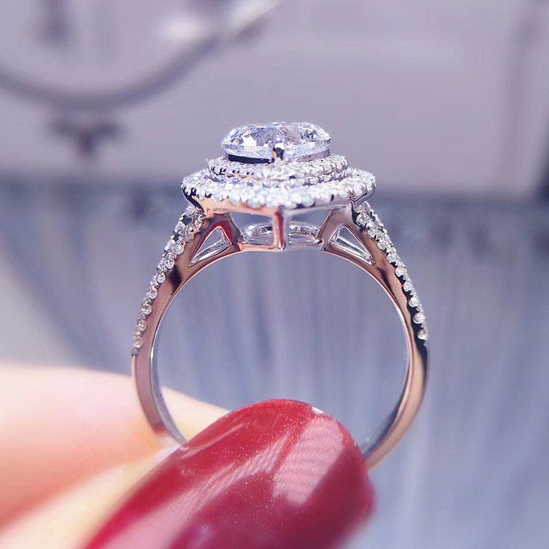 9g Weight Artificial Gemstones Inlay Material Rings Classification 1 Piece Fashion Heart Shape Copper Inlay Artificial Gemstones Rings