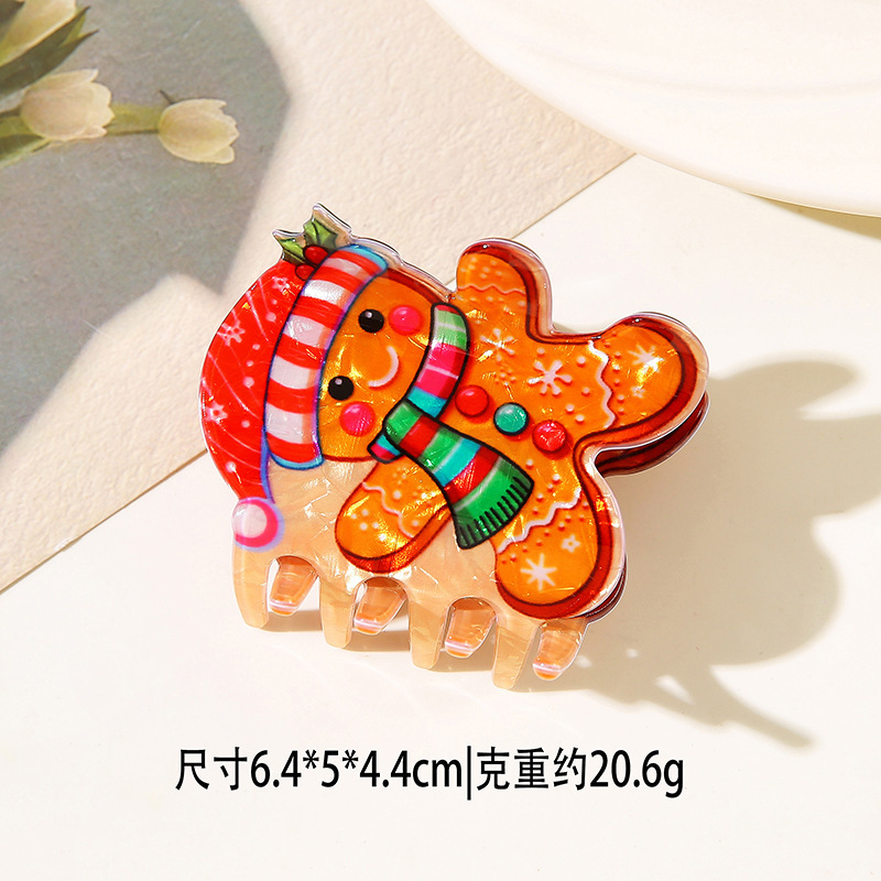 闪闪姑娘新款圣诞节日格林奇绿怪发夹圣诞老人姜饼人雪人麋鹿抓夹|undefined